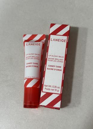 Зволожуючий та відновлюючий блиск-бальзам для губ laneige lip glowy balm  candy cane