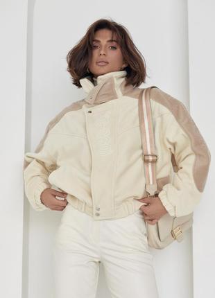 Коротка жіноча куртка з м'якого кашеміру 00012