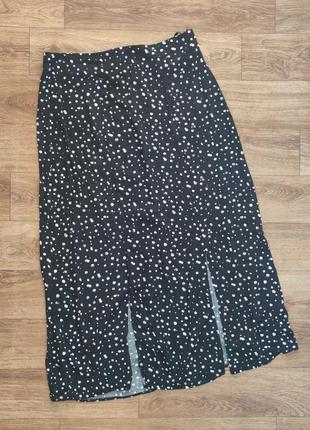 Черная миди, длинная юбка, юбка в горох, капинка primark