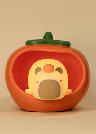 Светильник ночник лежачая капибара сенсорный мягкий силиконовый детский безпроводной с таймером