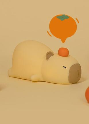 Светильник ночник лежачая капибара сенсорный мягкий силиконовый детский безпроводной с таймером