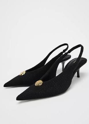 Текстильные туфли черные zara new