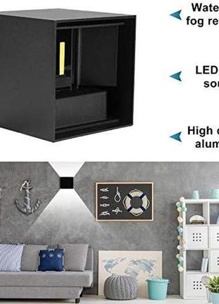 Набор настенный квадратный светильник ledmo , черный, белый холодный 6000 к, 12 вт, (8 шт.)