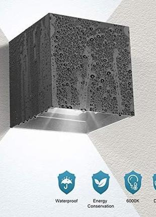 Набор настенный квадратный светильник ledmo , черный, белый холодный 6000 к, 12 вт, (8 шт.)