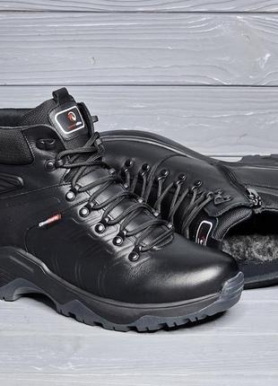 Шкіряні чоловічі чорні зимові черевики шнурок/змійка тм bumer/бумер!!