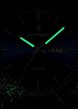 Мужские кварцовые часы poedagar 930 золотые с металлическим браслетом