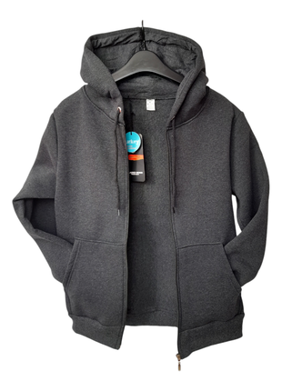 Худі тепле на блискавці - колір темно-сірий