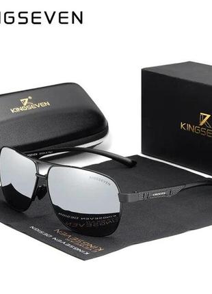 Мужские поляризационные солнцезащитные очки kingseven n7188 black silver код/артикул 1841 фото