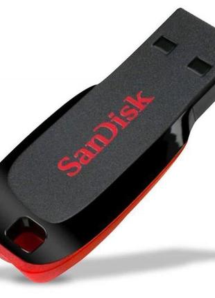 Usb флешка 2.0 32gb для компьютера sandisk cruzer blade 32гб черно-красный