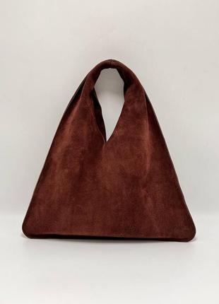 Сумка в стиле the row замша коричневая шоколад