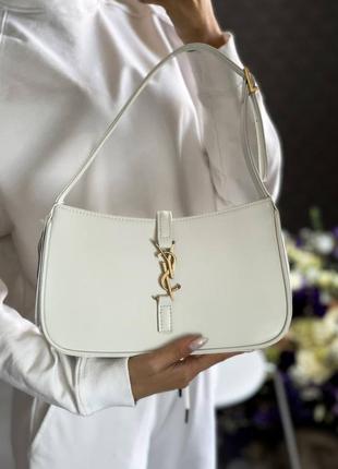 Жіноча шкіряна біла сумочка yves saint laurent white premium