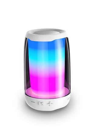 Портативна колонка pulse 4 mini bt/tf/fm/tws/aux/usb з підсвіткою 5 вт біла (8893aw)