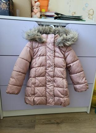 Теплая куртка удлиненная на девочку 98 см