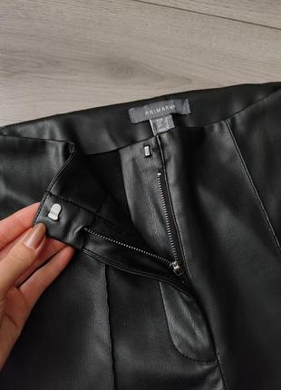 Черные утепленные леггинсы под кожу s / лосины / primark / женские брюки / с высокой посадкой