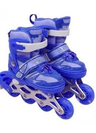 Ролики дитячі m (розмір 34-38) метал.рама, колеса pu 1 світло , синій