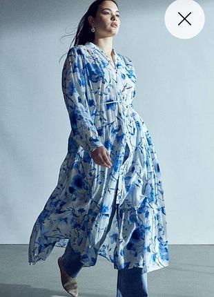Віскозна сукня h&m плаття-сорочка квіткова сукня ярусна повітряна віскоза