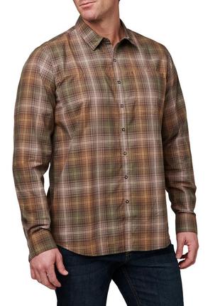 Рубашка тактическая 5.11 tactical igor plaid long sleeve shirt l umber brown plaid4 фото