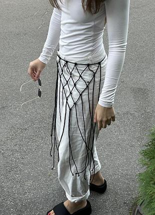 Вязаный макраме пояс сетка5 фото