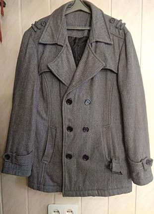 Бушлат пальто напіввовна утеплена з поясом