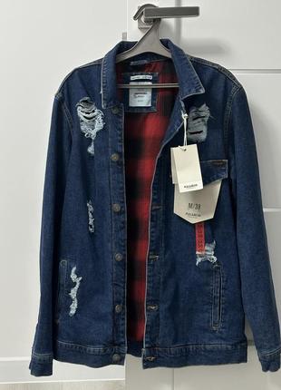 Джинсова куртка утеплена pull and bear, куртка чоловіча, джинсовка