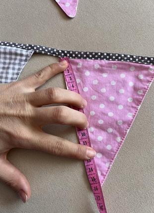 Гирлянда из ткани в детскую комнату для девочки флажки треугольнички