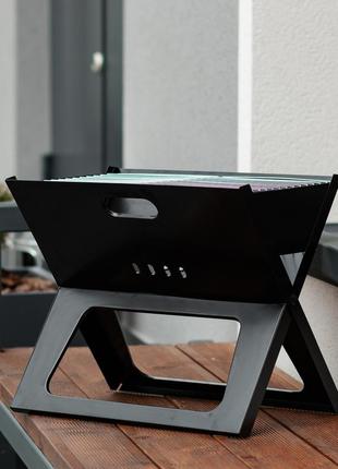 Складной мангал для шашлыка с решеткой 44×29.5×36(см)мини-мангал раскладной переносной походный 1.0(мм)l01399