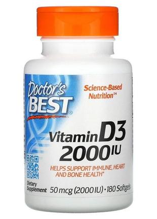 Вітамін д3 doctor's best vitamin d3 2000 мо для здоров'я серця суглобів імунітету 180 капсул