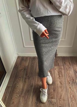 Юбка рубчик миди хаки 42р с