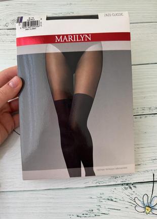 Marilyn колготки колготы капроновые с имитацией чулок 60 den черные черного цвета nero