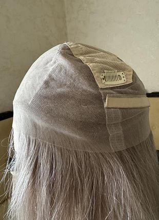 Система замещения волос, парик натуральный на полной сетке с имитацией кожи головы, русый волос