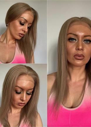 Система замещения волос, парик натуральный на полной сетке с имитацией кожи головы, русый волос