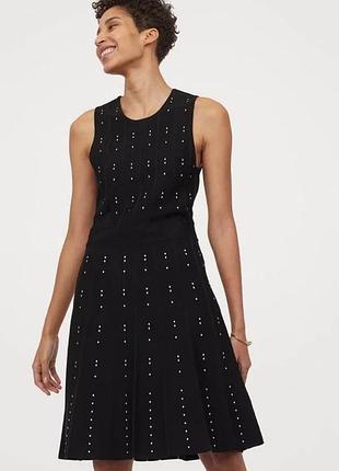 Чорна міді вишукана, класична сукня в полоску h&m з віскози