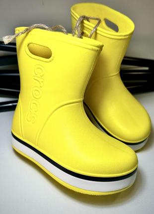 Резинові чоботи сапожки черевики крокси для дівчинки жовті рожеві