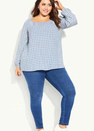 Блуза в клетку плюс сайз батал, кофтинка рубашка в стиле прованс большого размера