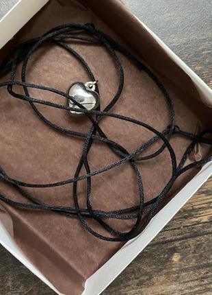 Подвеска сердце на длинном чёрном шнурке