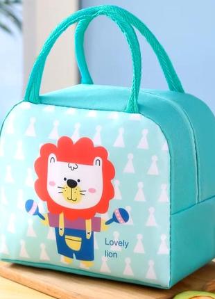 Термосумка для обідів дитяча lovely lion бірюзовий