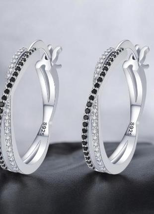 Серьги серебро оригинальные стильные кольца