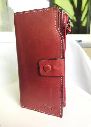 Гаманець (гаманець) жіночий. шкіра. багатофункціональний. бордо (коричневий).