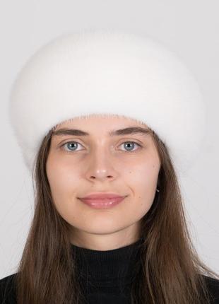 Жіночий класичний хутряний берет з натурального хутра норки