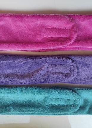 Повязка плюшевая на голову косметическая в 3х цветах, цена за ед.