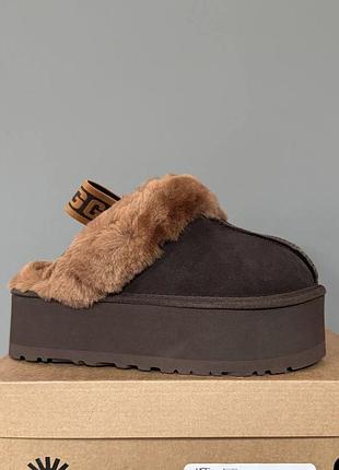Угги угги угги тапочки ugg funkette brown chocolate premium
