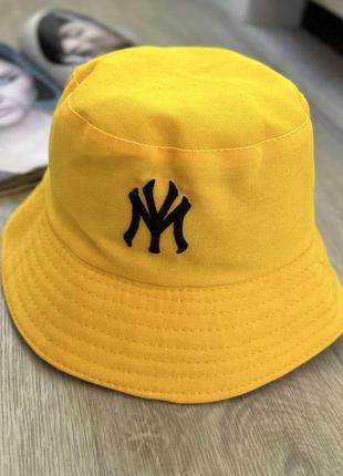 Двусторонняя панама хлопковая желто-черная нью-йорк ny 56-58р (8157)