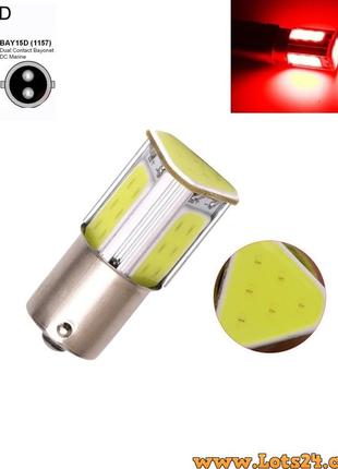 Автолампы двухконтактные красные p21/5w cob led bay15d 1157 светодиодные габарит стоп габариты