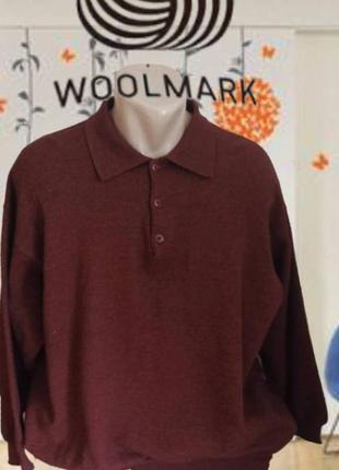 🌲🌲woolmark елегантний чоловічий светр поло т вишня меланж на 54+ півшерсть🌲🌲