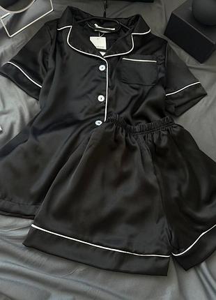 Шовкова піжама сорочка + шорти, жіночий домашній костюм, шелковая пижама рубашка + шорты, женский домашний костюм