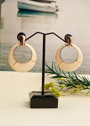 Винтажные серьги, кольца, молочная эмаль, "door knocker", винтаж
