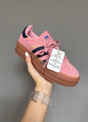 Кросівки adidas gazelle bold platform pink navy blue