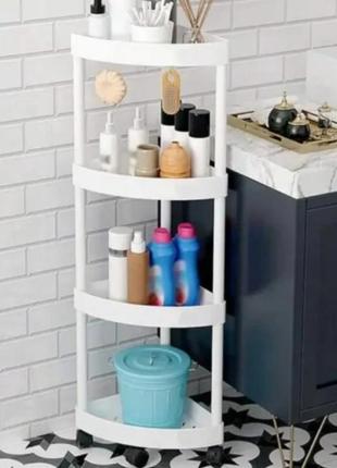 Угловой стеллаж для ванной комнаты, на колесиках (85х28х22 см), белый corner storage rack влагостойкий