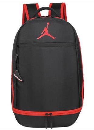 Рюкзак jordan jumpman чорний із червоним логотипом, відділення для взуття, 23 л