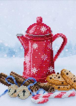 Набор для вышивки бисером кофе с печеньками чай конфеты пирожное 21х24 см тн-1070